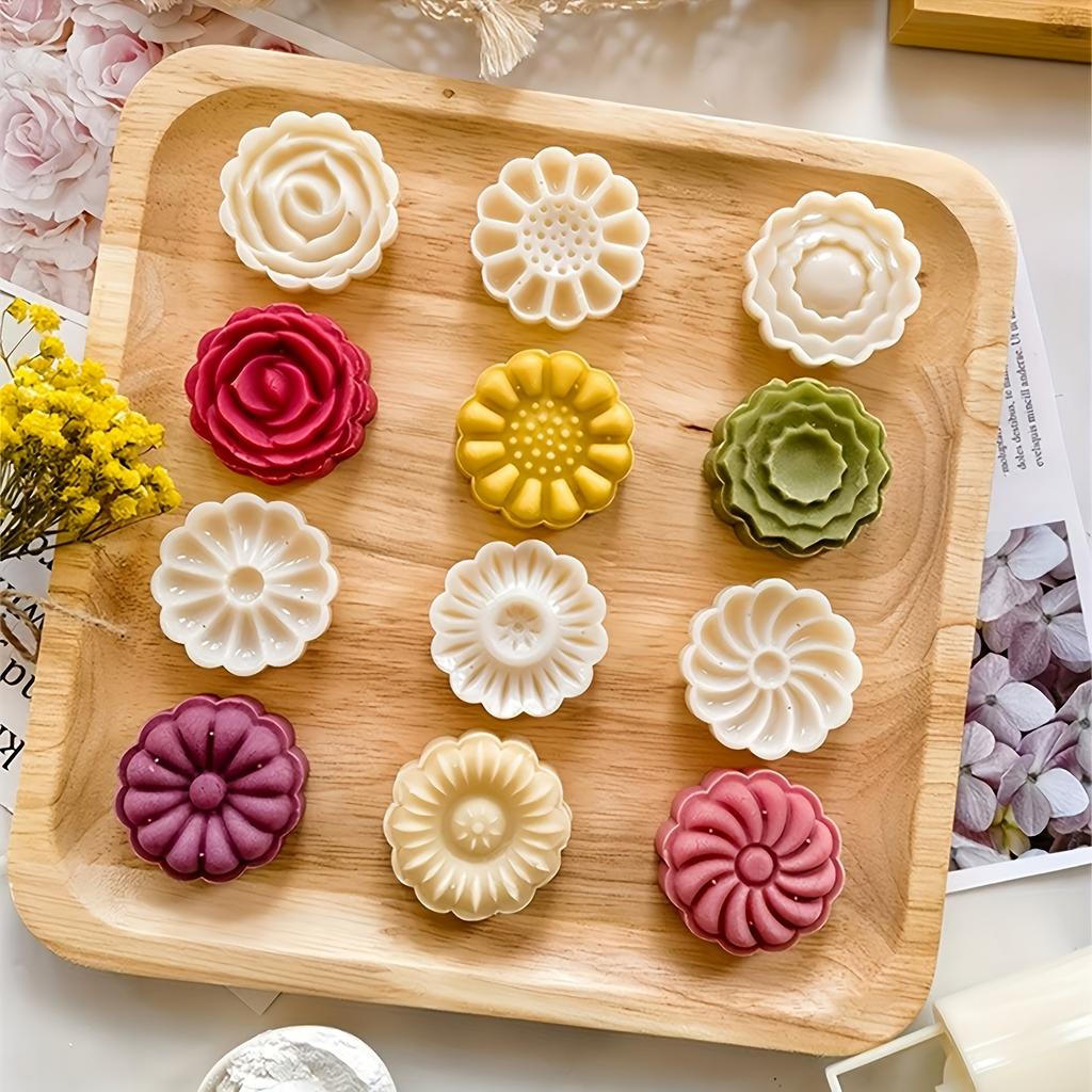 7dílná sada forem na měsíční koláče s chryzantémou a růží, ručně tlačené, nepřilnavé, zmrzlina z mungo fazolí, kreslené modely, formy na pečení, kuchyňské nářadí
