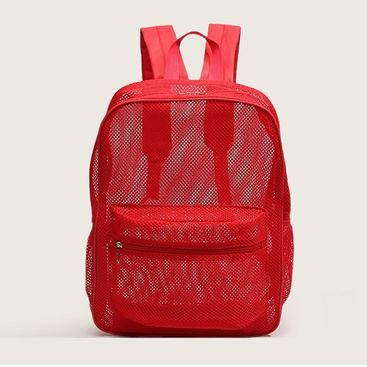 Backpack Schoolbag Shoulder Bag Girls Middle School Student Lightweight Fitness Foldable Large Capacity Mesh Scarf Bag Grid Holes Bag