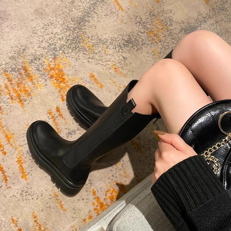 Aber Kniestiefel Herbst und Winter neue dicksohlige höhenverstärkende Ritterstiefel