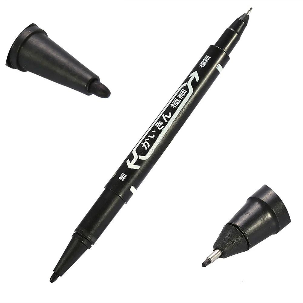 2 Peças/conjunto Ponta Fina Caneta Marcadora de Duas Pontas Caneta Marcadora Dupla Ponta para Tatuagem Maquiagem Piercing
