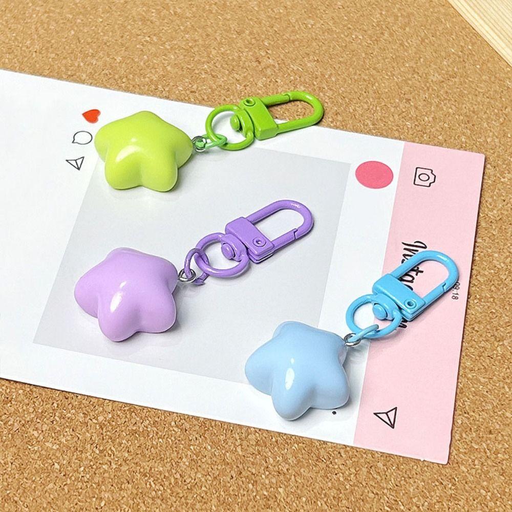 5pcs Noctilucent Chubby Star Keychain Pentagram Backpack Pendant  Home Decoration