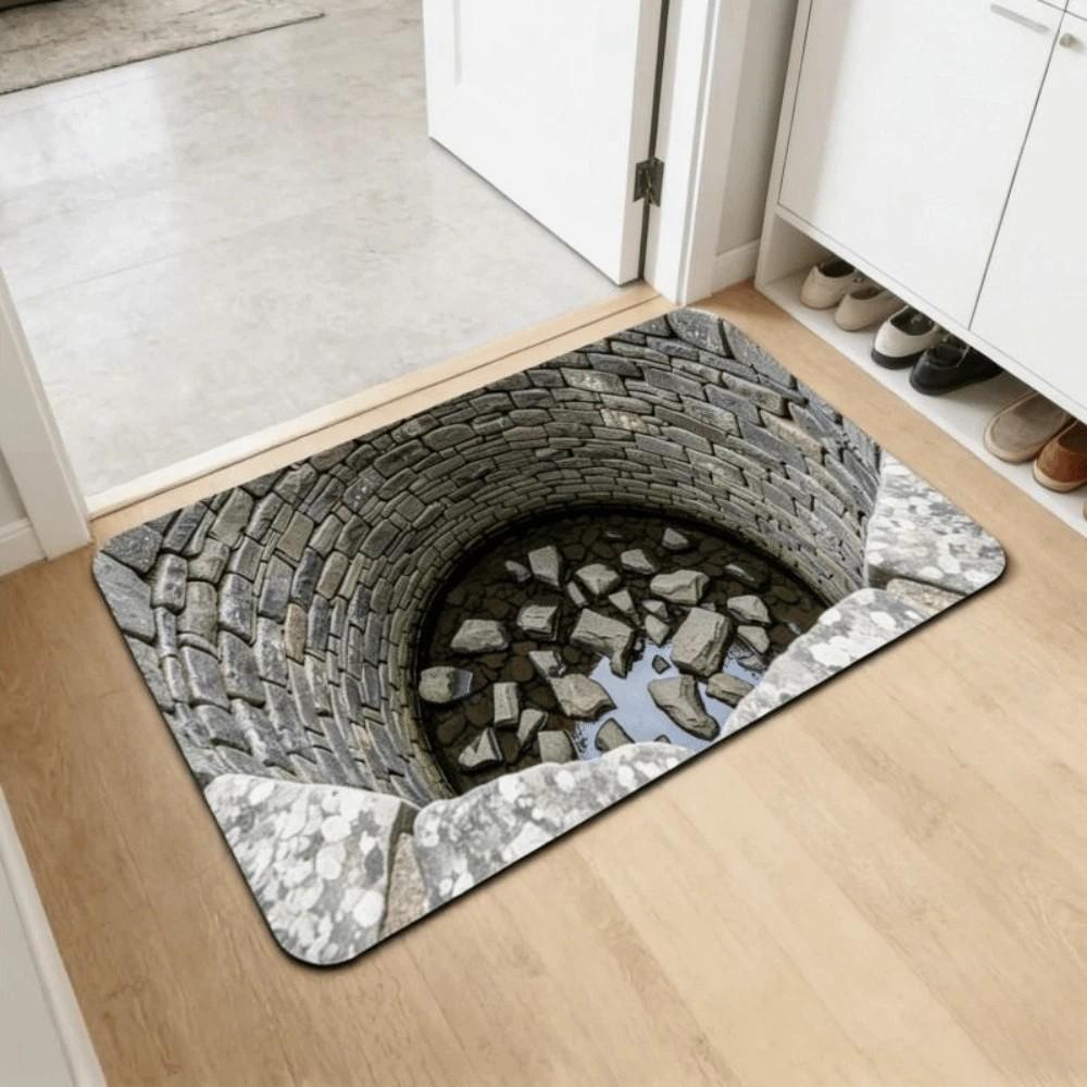 Non-slip Bathroom Carpet 3D Flat Bedroom Door Rug Creativity Optical Illusion Doormat  Home Decor