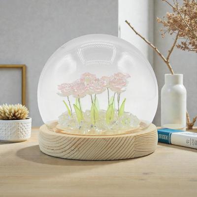 Floral Glow Garden Dome – 10 Pink Roses – LED USB