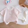 Girls Summer Thin T Shirt Korean Bow Short Sleeve Top Baby Versatile Half Sleeve Tee