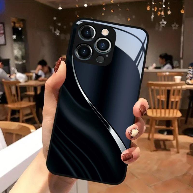 High-End New Pattern Tempered Glass Black Phone Case For Samsung Galaxy S23 S24 S25 S26 Ultra Plus FE Shockproof Cover