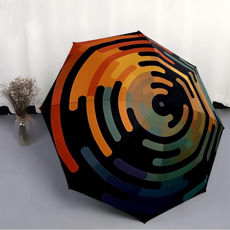 1pc Spiral Pattern Automatic Open 8-Rib Windproof Umbrella, Travel & Commuting, Suitable for All Seasons