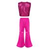 Kids Dance Costume Sparkly Sequined Waistcoat and Flowy Flared Pants Elastic Waistband Party Wear