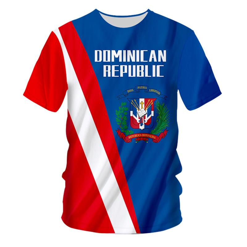 Dominican Republic T-shirt Men Women 3D Printing National Flag And Emblem Crew Neck
