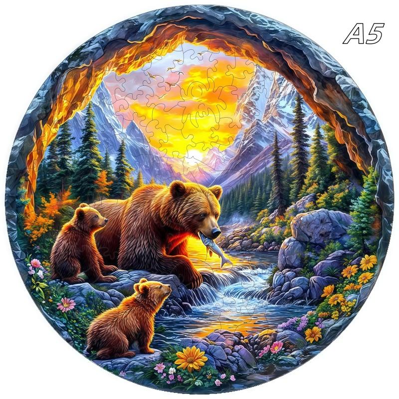 3D Mushroom Village Wooden Jigsaw Puzzle Montessori Games Puzzles Animal Toy Ideal for Adults Children Exquisite Pattern Birthday Present