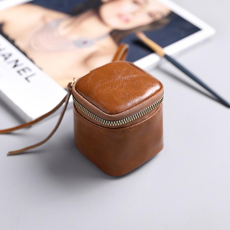 

Retro Leather Mini Headphone Case For Airpods 4 3 2 Pro2 Galaxy Buds 3 3Pro Makeup Bag loose change storage Bag coin Purse коричневий