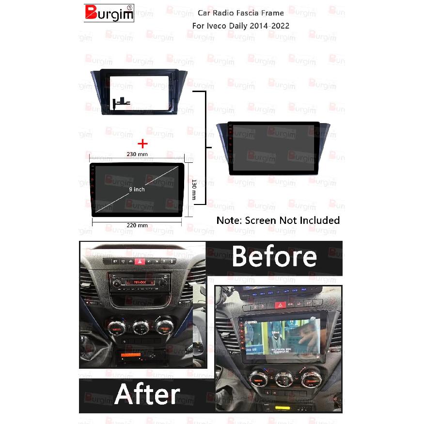 Car Radio Fascias Frame For Iveco Daily 2014-2022 9 inch 2DIN Stereo Panel Wiring Harness Power Cable Adapter Canbus Decoder