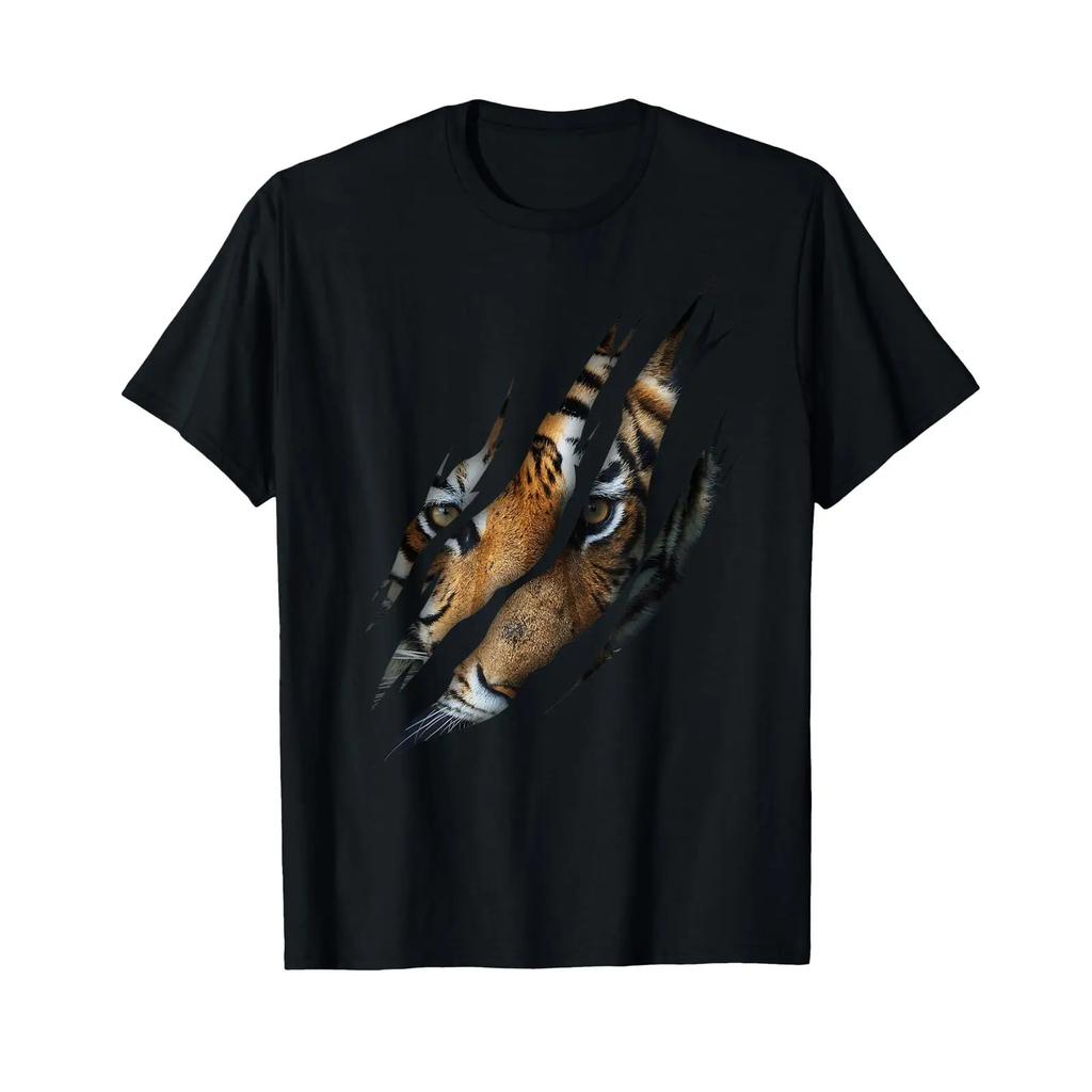 Tiger Wild Safari Animal Claw Cat T Shirt Top For Everyday Wear Unisex Stretched Casual homme