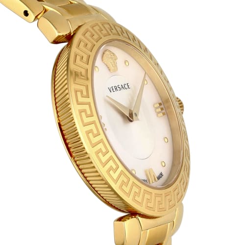 Versace DAPHNIS Watch, White Dial, Stainless Steel, Sapphire Crystal, Quartz, 35mm, Swiss Made, Women's, Gold, V16070017