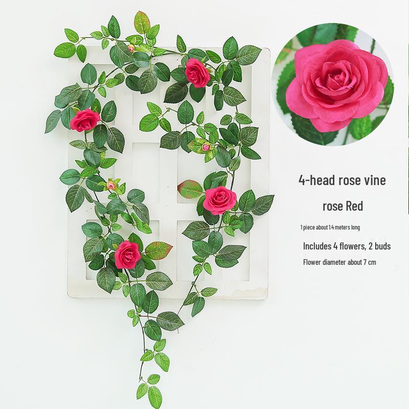 Luxurious Staircase Decor: Bionic Green Rose Vines & Leaves