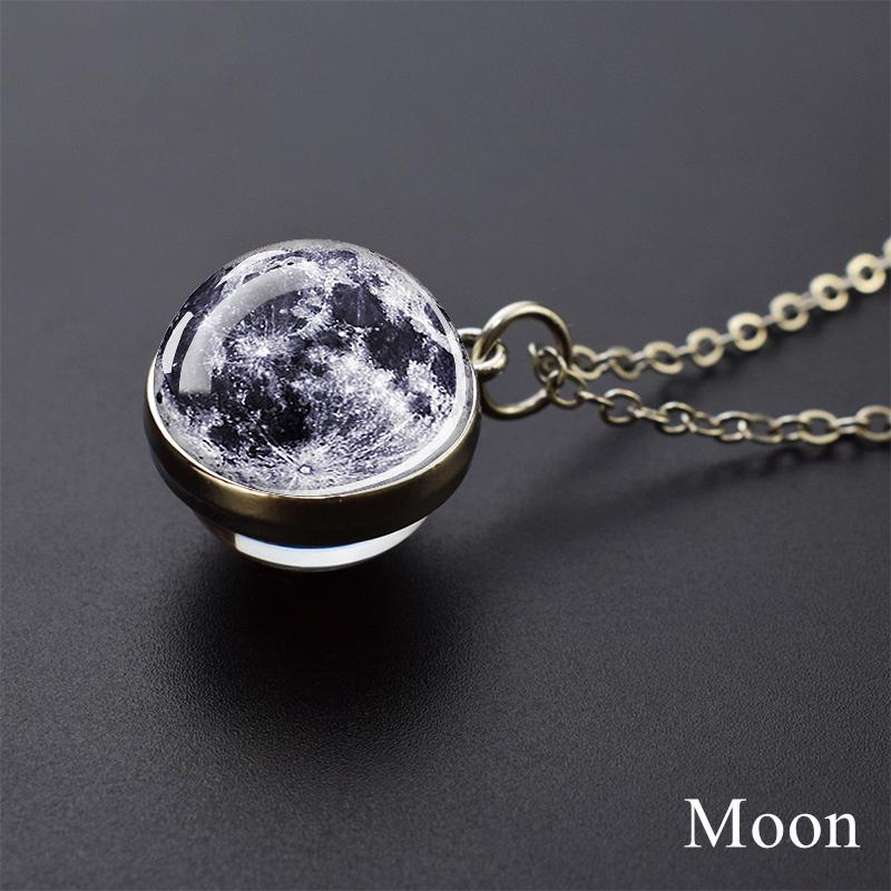 Collar con colgante de bola de cristal, sistema Solar, Planeta, Luna, Tierra, Júpiter, Neptuno, Marte, Venus, mercurio, regalo de Navidad