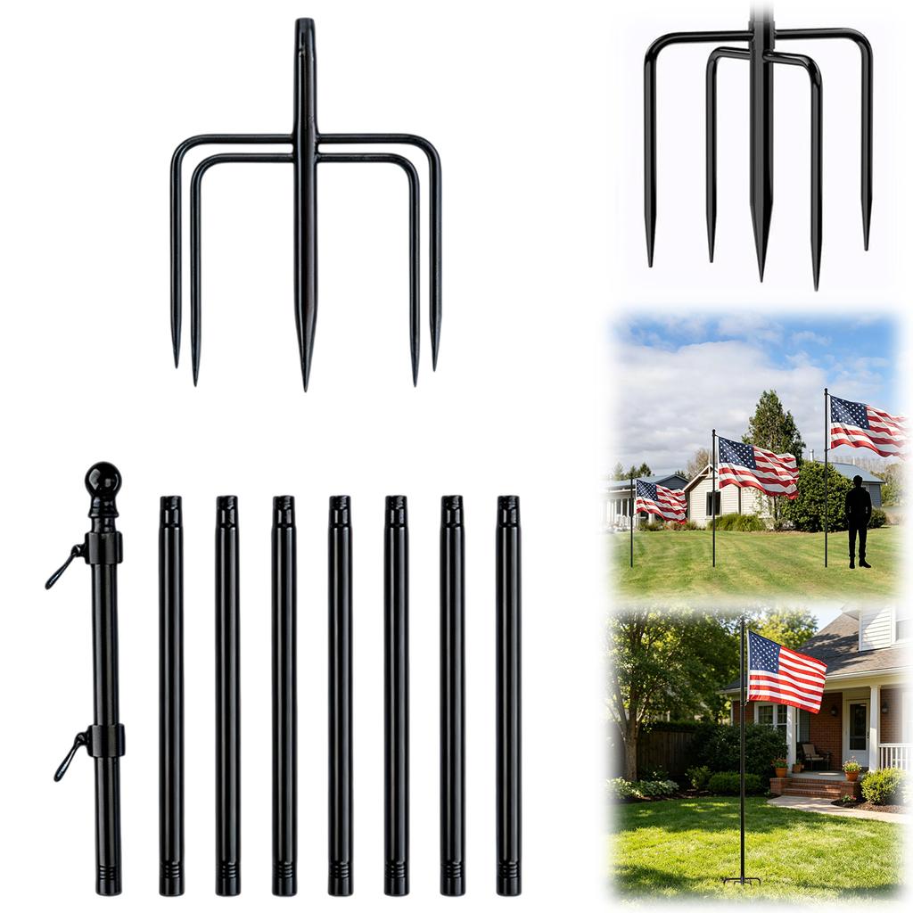 10FT Thick Tube Halyard Flagpole Hardware Easy To Install Extra Thick Flag Pole Kit Flags Ball Flagpole Topper for Outside House