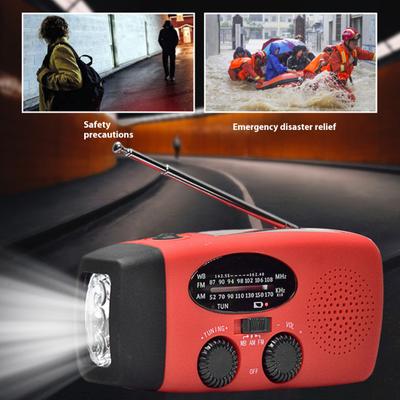 Radio Solar de Emergencia con Linterna LED Alarma SOS Pronóstico del Tiempo Manivela de Emergencia Radio AM/FM Cargador USB para Teléfono Móvil