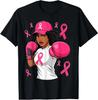 Black African American Breast Cancer Afro Pink Ribbon T-Shirt