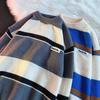 Unisex Oversized Long Sleeve Knit Sweater Casual Loose Fit Striped Design Fall Winter Pullover Youth