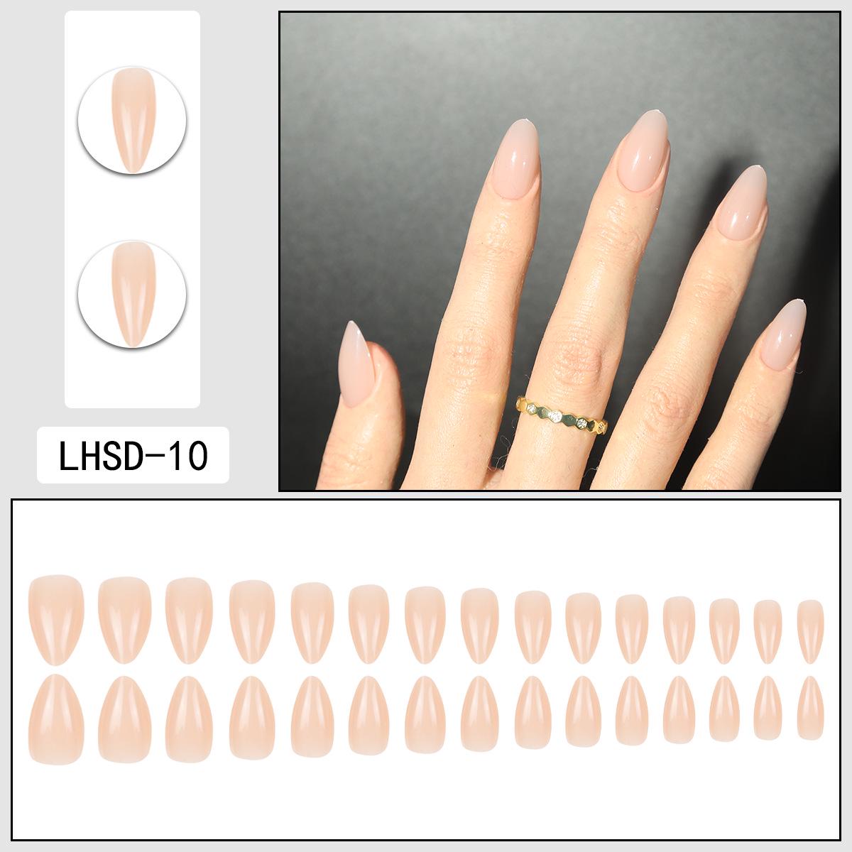 LHSD Glossy Almond Short False Nails Set - 30 Pieces
