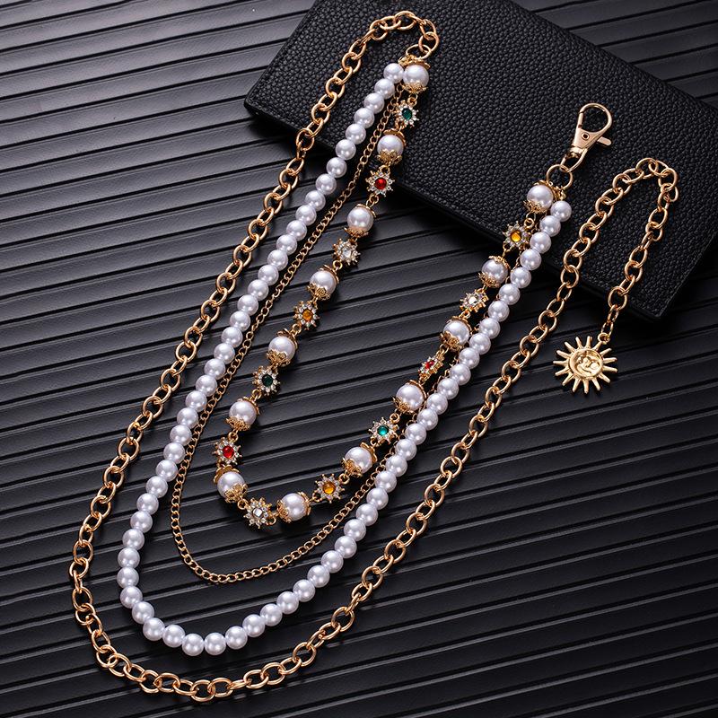 Wind Smiley Face Metal Sunflower Waist Chain Women S Niche Personality Pearl Flower Adjustable Skirt Waist Jewelry