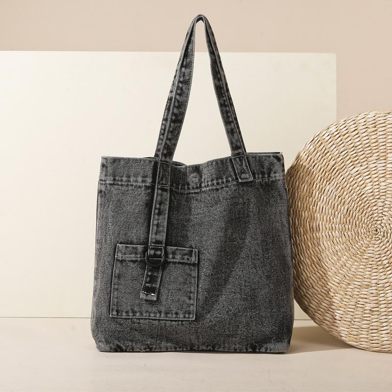 Laid-back Retro Denim Single-shoulder Bag Women's Casual Commuting Tote Bag Large-capacity Travel