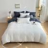 2-Side Color Blocking Duvet Cover 4Pcs Bedding Set Include Flat Sheet Fitted Sheet Two Pillowcases
