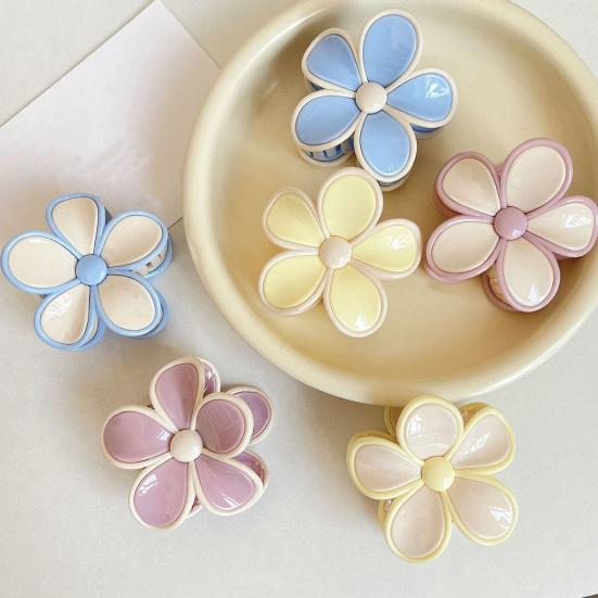 Hair Clip Flower-Shaped Candy Color Hairpin Back Head Hair Claw No Hair Damage Hair Decoration Daily Wear