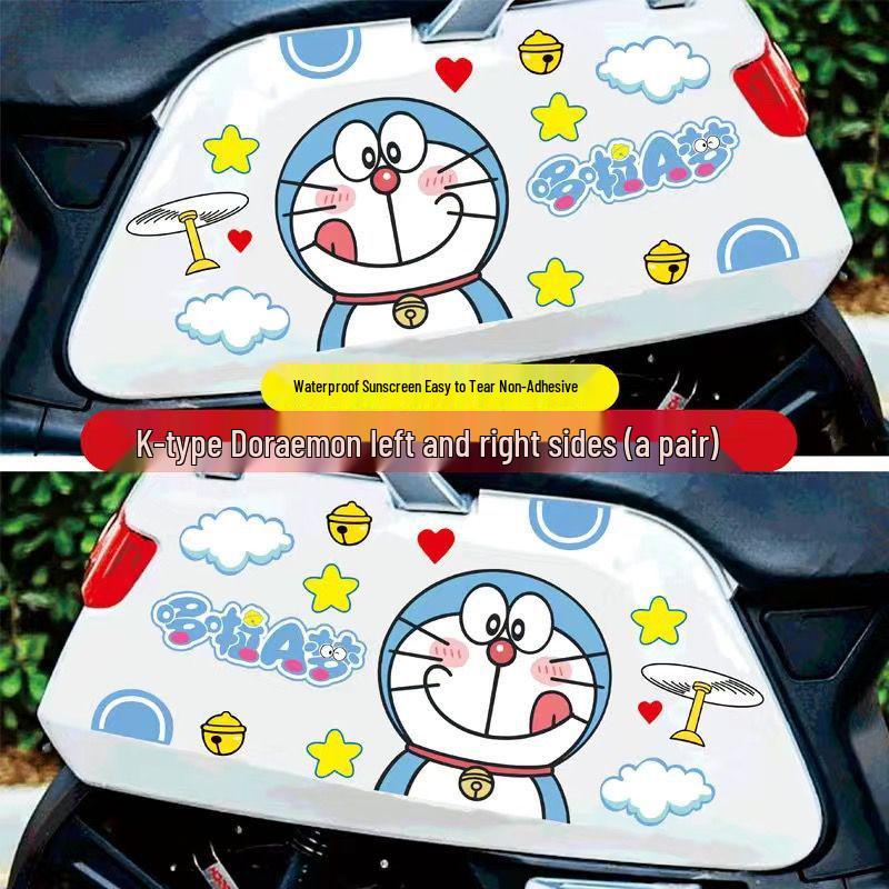 

Cartoon Doraemon & Friends Decorative Car Stickers: Featuring Little Cow, Little Turtle, and King Designs for Motorcycle and Car Battery Covers Standard