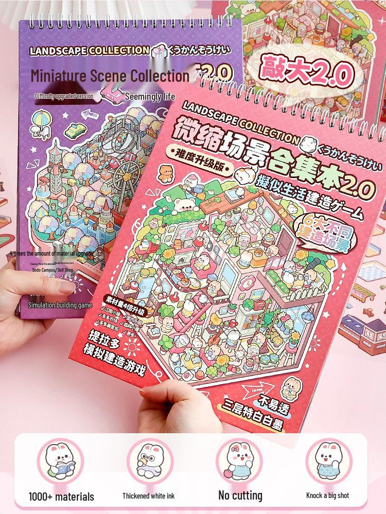 3D-Aufkleber mit Cottage-Szene: Miniatur-Landschaftsbau & DIY Journal Set