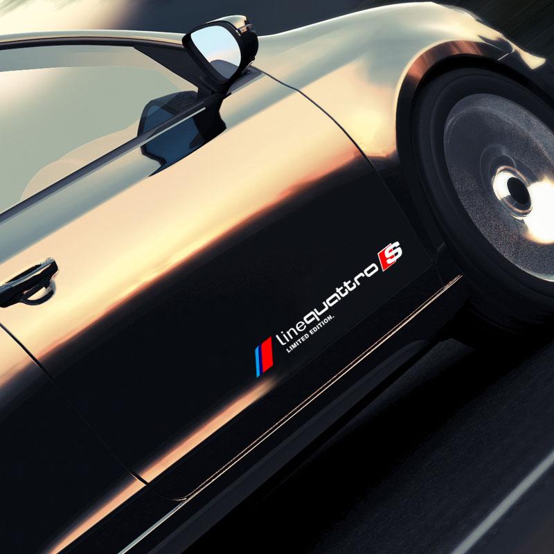 2Pcs Car Body Decoration Stickers Door Personalized Sporty Stickers For Audi A3 A4 B8 8P 8V A6 C7 A5 Q5 B7 B6 B9 QUTTRO RS Q3 Q7 S3 S4 S5 S6 S8