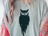 Minimalist Owl T-Shirt - Dark Ink Drip Owl Graphic Tee, Gothic Bird Lover Gift, Spooky Wildlife Shirt, Black Owl Art