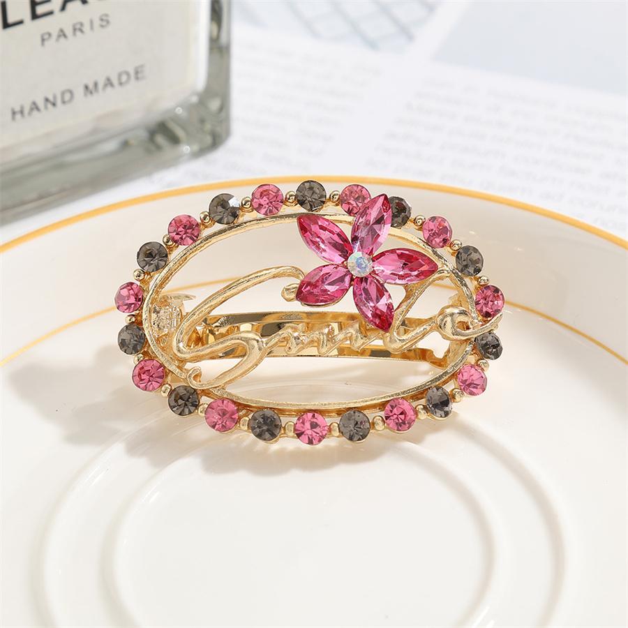 Korean Rhinestone Flower Spring Clip Pearl Half-tied Hair Clip Elegant Temperament Top Clip Exquisite Round Medium Ponytail Clip