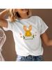 Wounisex T-Shirt Niedlicher Hase Grafik Kurzarm Rundhals Sommer Frühling Oberteil 2025 Schneller Versand