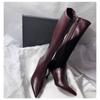 Fashion Beautiful Solid Color Soft Leather Pointed Toe Thin Heel Side Zipper Stretch Women's Boots 2025 New Internet Celebrity High Heel