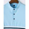 New Summer Men's Casual Sports Solid Colour Splicing Stripes Stand-up Collar Short Sleeve Polo Shirt