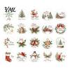 Winter Holiday Present Decorations Christmas Round Stickers, Nordic Style Watercolor Decorative Labels, Sealing Stickers Envelope Decals for