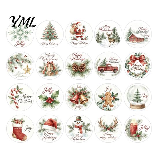 Winter Holiday Present Decorations Christmas Round Stickers, Nordic Style Watercolor Decorative Labels, Sealing Stickers Envelope Decals for