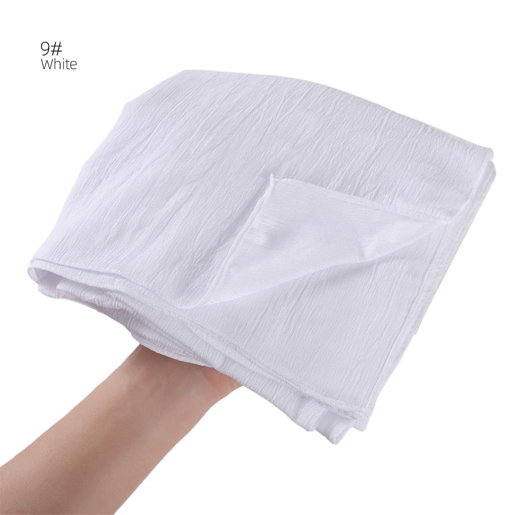 High Quality Breathable Elastic Wrinkle Long Scarf Women Plain Color Polyester Crinkle Soft Hijab Muslim Ladies Turban Headwraps