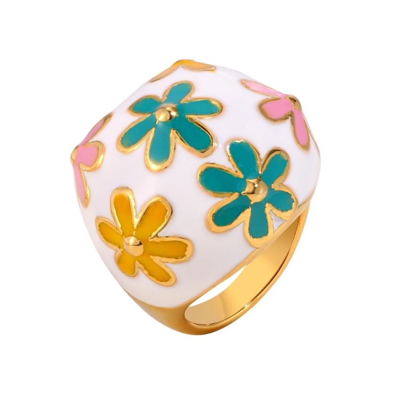 Statement Rings Flower Shape Unique Rings Stainless Steel Texture Suitable for Fashion Women and Present Giving