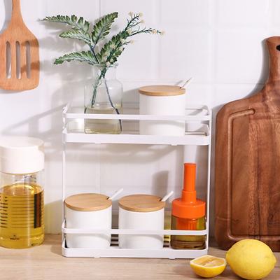 Küche Küche Zuhause 2-stöckiges Gewürzregal Küchenorganisator