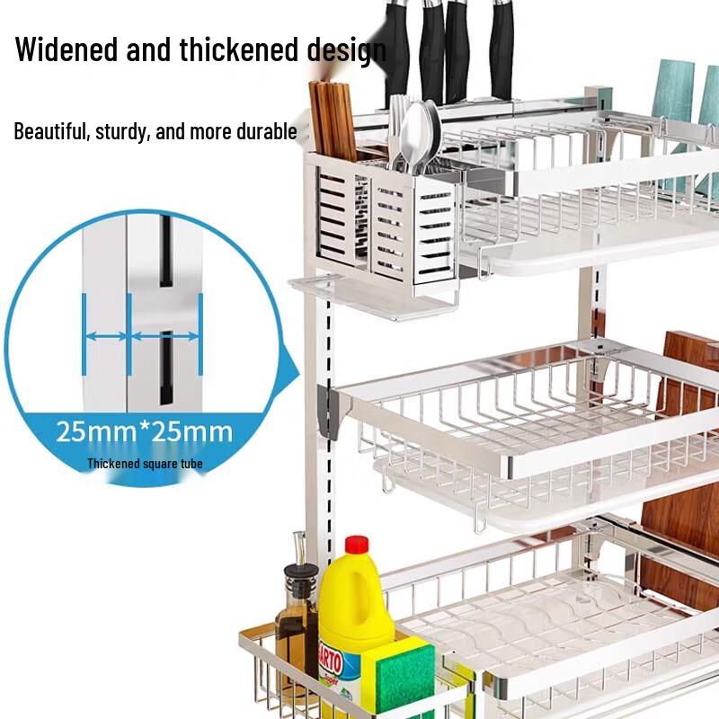 3-Tier Carbon Steel No-Punch Countertop Dish Rack