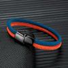 Men Women Creative Colorblock Bracelet Double Strand Nautical Survival Rope Bracelet Black Stainless Steel Magnetic Clasp