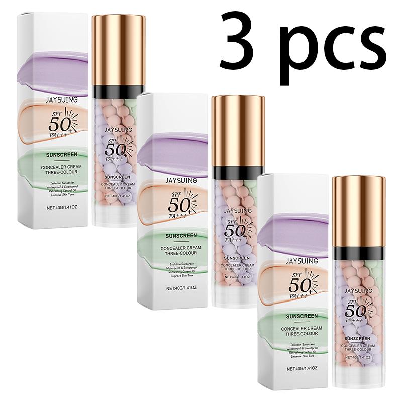 Tri-Color Protective Barrier Cream Concealer Barrier Cream Skin Care Moisturizing Blemish Coverage Smooth Makeup Holding