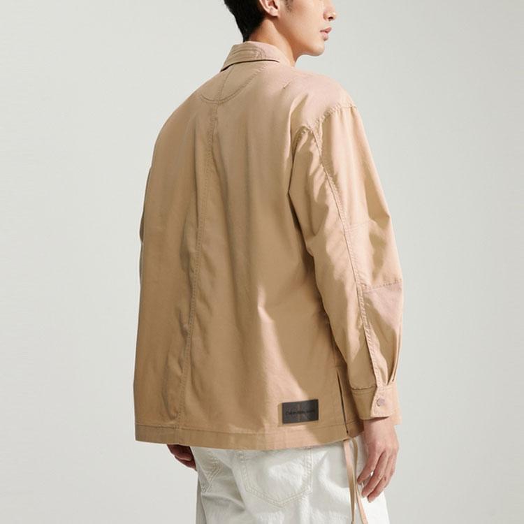Calvin Klein Outdoor Cargo Style Drawstring Hem Long Sleeve Shirt Men shirts Khaki J325013-PF2