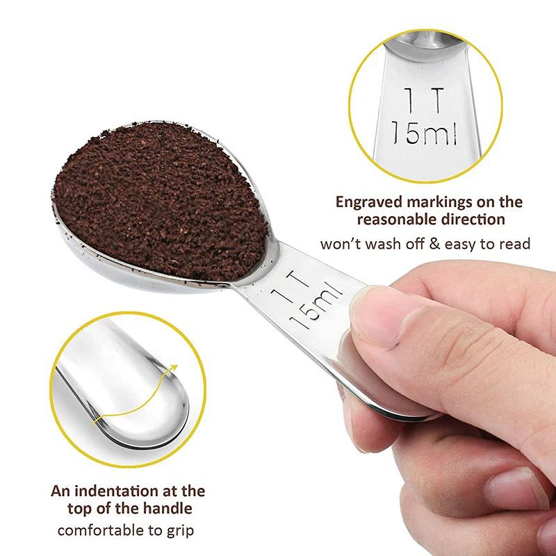 JUSTINLAU 15/30ml Stainless Steel Coffee Powder Coffee Bean Spoon with Scale Baking Measuring Spoon Seasoning Measuring Tools