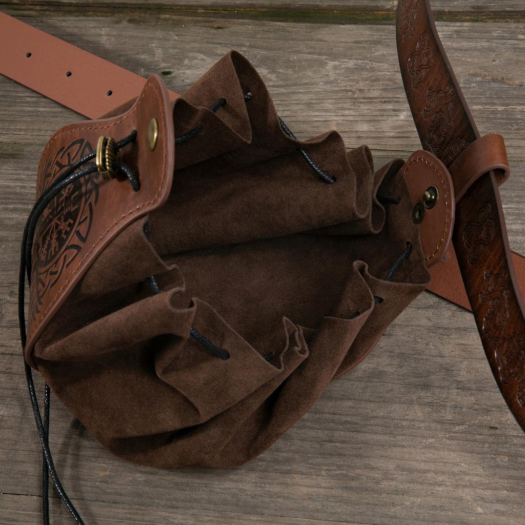 PU Leather Dice Bag Dice Rolling Tray Vintage Waist Bag Coin Purse for RPG-Dice DND-Dice Bag Drawstring Slingshots Pouch