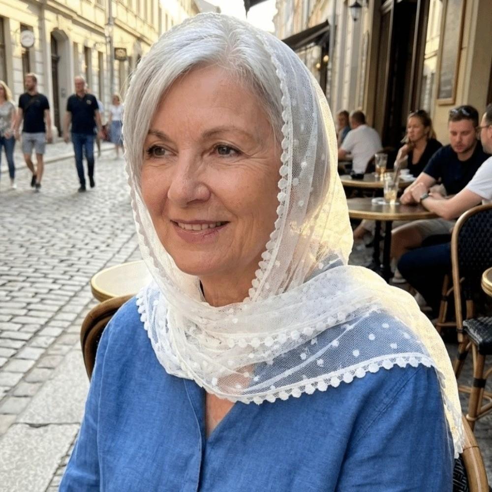 Soft Lace Headscarf Polka Dot Bridal Face Covering Sophisticated Triangular Scarf  Religious Events