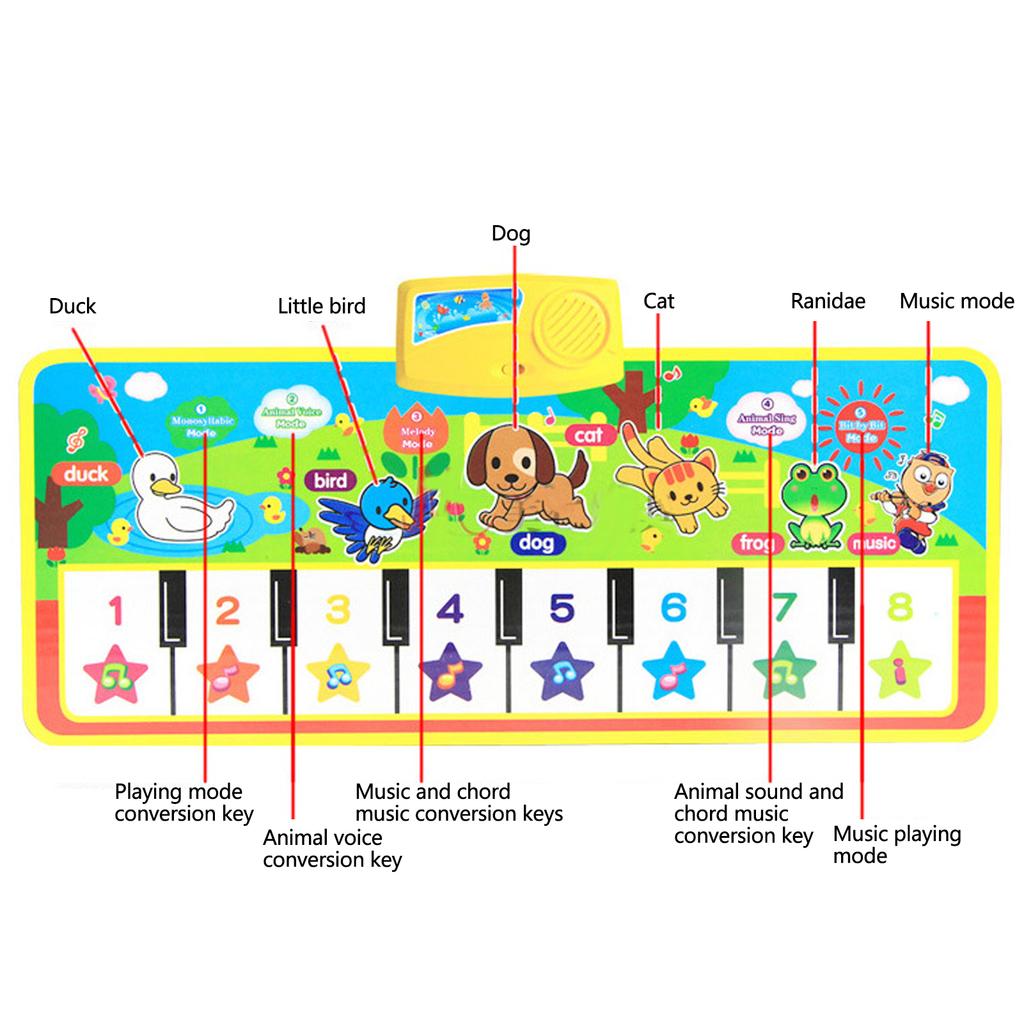 Children Folding Piano Keyboard Blanket Baby Music Carpet Play Mat Educational Toys