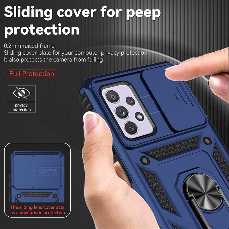 Funda For Samsung A52 5G Case Slide Camera Shockproof Armor Case For Galaxy A52 A52s A 52 Car Magnetic Holder Ring Protect Cover